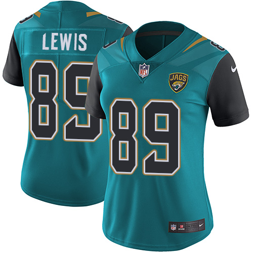 Nike Jaguars #89 Marcedes Lewis Teal Green Team Color Women's Stitched NFL Vapor Untouchable Limited Jersey - Click Image to Close